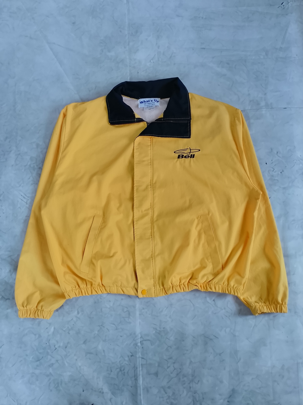 Vintage BELL CANADA Yellow Windbreaker Jacket with Black Collar
